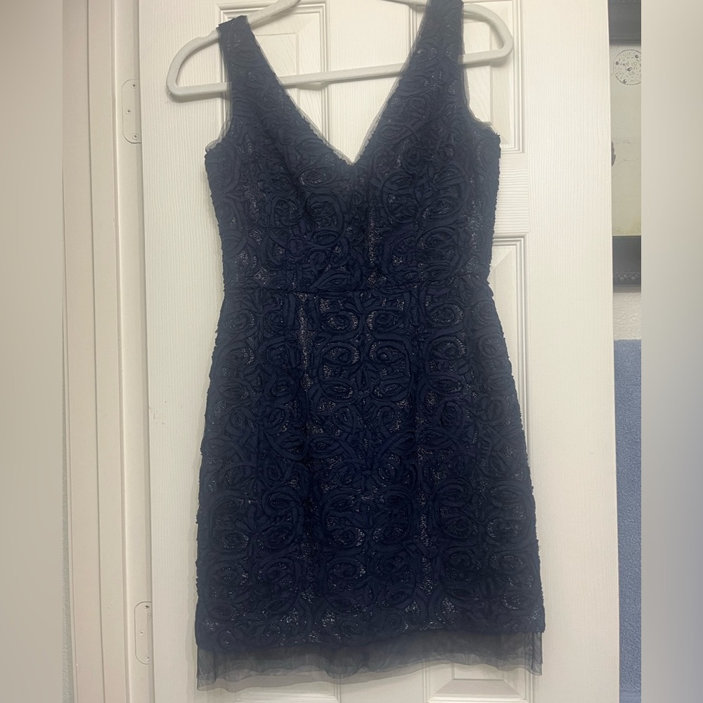 BCBGMaxAzria Deep Blue Textured Mini Dress